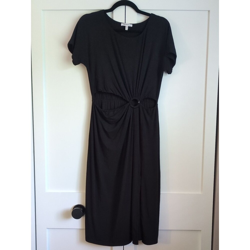 Good American Black Ring Cutout Midi Dress Size 2 / Small Stretch Knit
